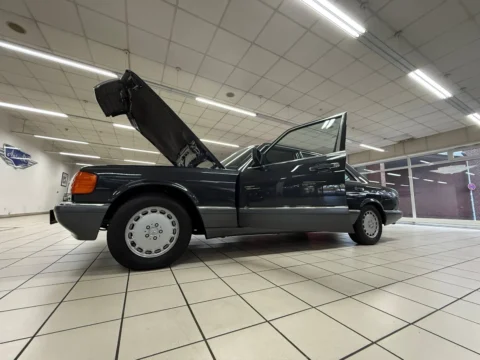 Mercedes-Benz 560 SEL — Осмотр Mercedes SEL 560: передняя часть кузова, открытые капот и водительская дверь Mercedes-Benz 560 SEL: осмотр Mercedes SEL 560: передняя часть кузова, открытые капот и водительская дверь